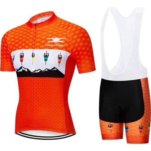 2021 Summer Orange Cycling Jersey Set MTB Bicycle Clothing Bike Clothes Top Wear ropa ciclismo Mens Short Maillot Culotte Suit