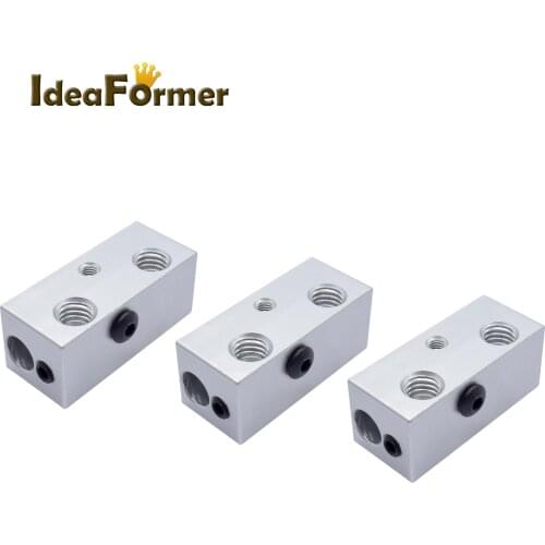 1/5pcs pcs 3D printer 2 in 1 out aluminum Extruder throat fixed Heating heat block for E3D I3 Printer Parts