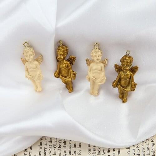 4pcs 2020 New Design Baroque Gold Angel Vintage Drop Earrings For Women Statement Pendant Diy Handmade Jewelry Accessories