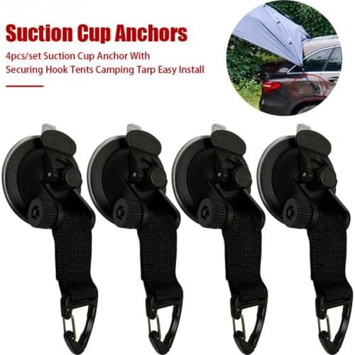 4Pcs Suction Cup Anchor Securing Hook Tie Down,Camping Tarp as Car Side Awning, Pool Tarps Tents Securing Hook Universal
