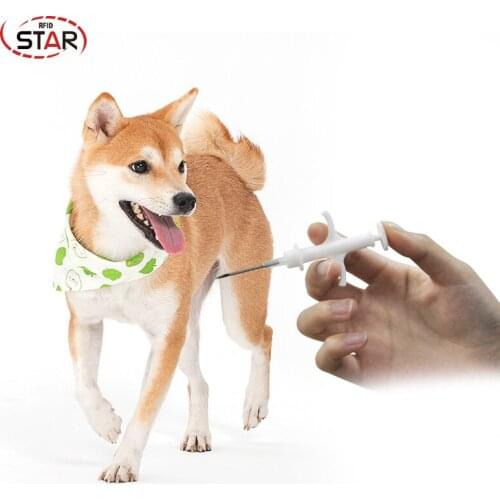 50pcs/lot) ISO11784/85 134.2KHz FDX-B implants animal ID mini RFID microchip 1.4*8mm Pet dog syringe for animal identification