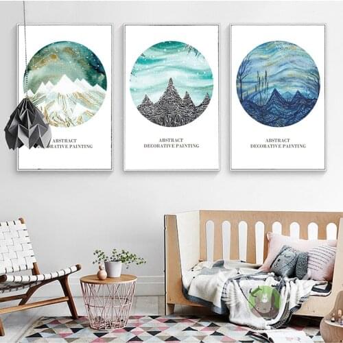 Abstract Wall Art Oil Painting Geometric Landscape Canvas Poster Hipster Painting Print Wall Pictures For Living Room Home Decor