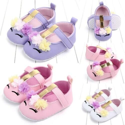 AU Stock Infant Newborn Baby Girls Soft PU Leather Crib Shoes Walking Flat Shoes
