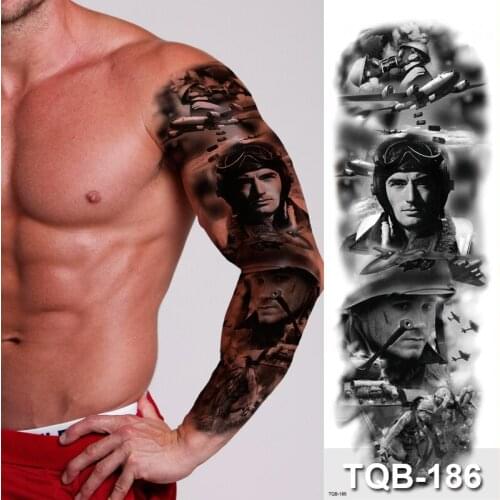 Large temporary tattoos men arm sleeve mechanical tattoos robot black water big tattoo for boys body art stickers shoulder decal