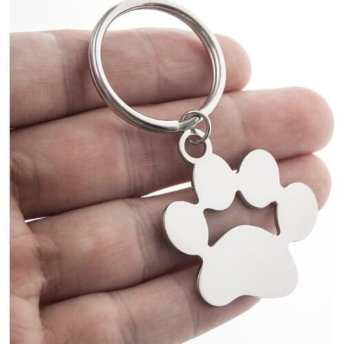 Metal Pendant Keychains Dog Paw Key Ring Stainless Steel Charm Key Fob Creative Gifts for Kid