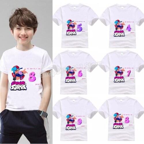 Friday Night Funkin Graphic T Shirts Game Cartoon Pattern Print Boutique Kids Clothing Boys Clothes Digital Birthday Graphic Tee