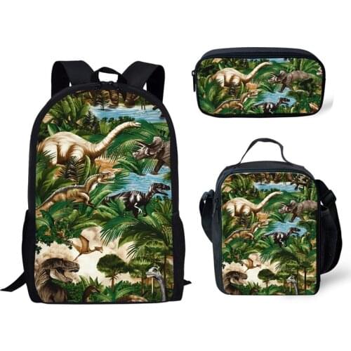 Dino Backpack for School Kids Cartoon Tyrannosaurus Rex Dinosaur School Bags Children 3pcs/set Schoolbag Boys Bolsa