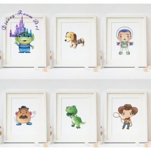 Disney Cartoon Toy Story Posters Watercolor Canvas Painting Wall Art Picture Nursery Girls Kids Room Wall Decoration Prints