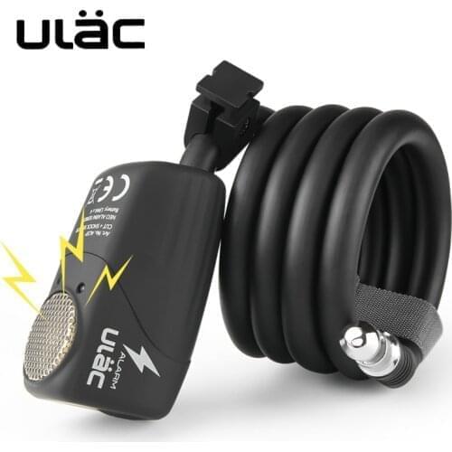 ULAC Bicycle Electronic Alarm Lock Bike Lock 110dB Cycling Bike Steel Cable Lock Anti-Theft Bike Locker Road Bike Safe Wire Lock