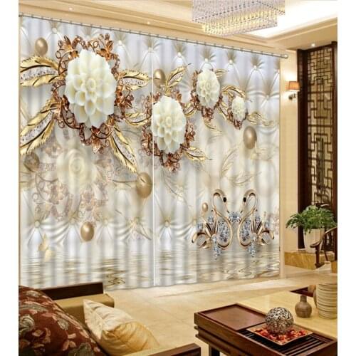 European style cortinas Jewelry flowers 3D Blackout Window For Bed room Living room Home 3d curtains