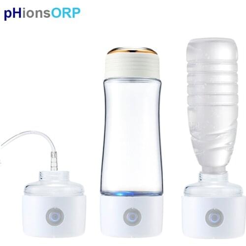 Rich Hydrogen Generator Water Bottle - 400ml Glass Cup body- SPE PEM Dual Chamber Tech H2 Maker lonizer -H2 Inhaler Kit device