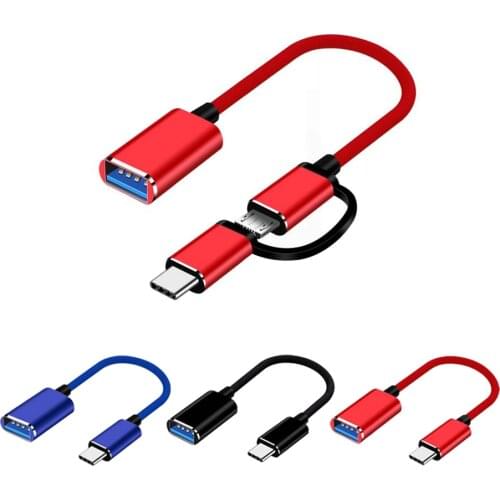 ANMONE 2 In 1 USB OTG Adapter Cable Type-C Micro USB To USB Interface Charging Cable For Samsung Android Phone OTG Adapter