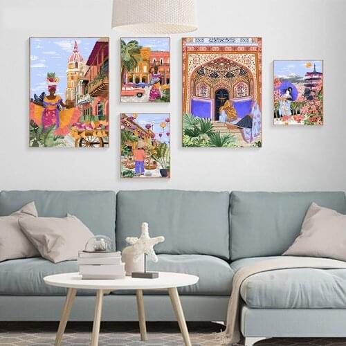 Prints Picture Women Around the World Colombia Wall Artwork Modular Painting Poster Canvas Living Room Home Decoration No Framed
