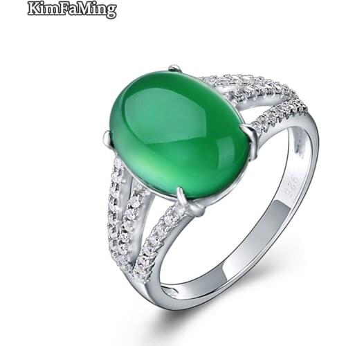 Classic Fine Silver Jewelry Chalcedony Rings for Women Birthday Gift OPR206