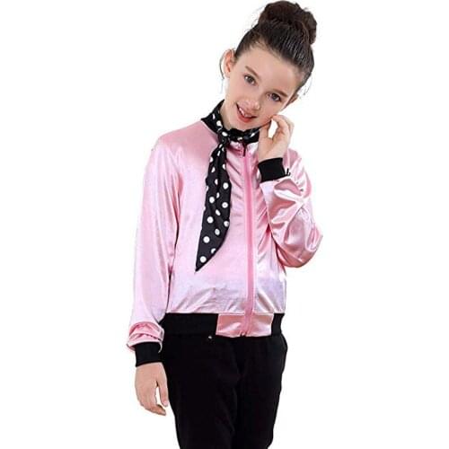Cosplaydiy Kids Pink Letters Printing Baseball Jacket Cosplay Daily Party TIE Gentlewomanly Lady Holiday Shirt