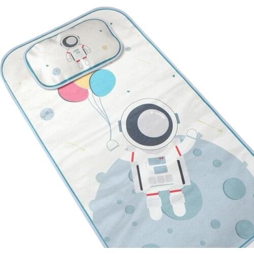 Baby Summer Cool Mat With Pillows Crib Ice Silk Soft Cushion Childrens Sleeping Bed Air Conditioning Mat Breathable Comfortable