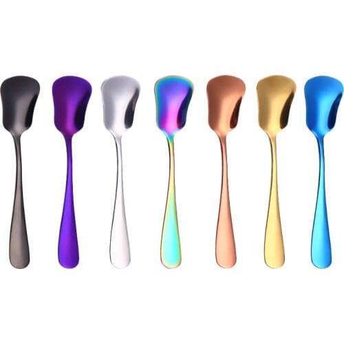 Ice Cream Spoons Stainless Steel Plated Dessert Scoop Tea Coffee Stirring Cake Sugar Honey Creative Kitchen Flatware W0237