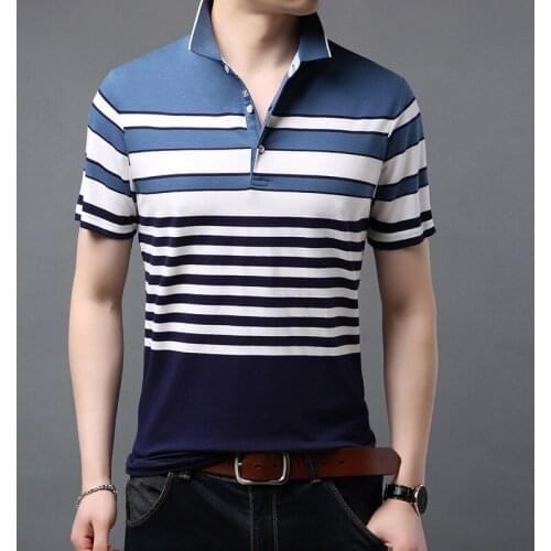 Mens short-sleeved T-shirt 2020 summer new trend casual lapel slim-fit fashion printed half-sleeved cotton t-shirt