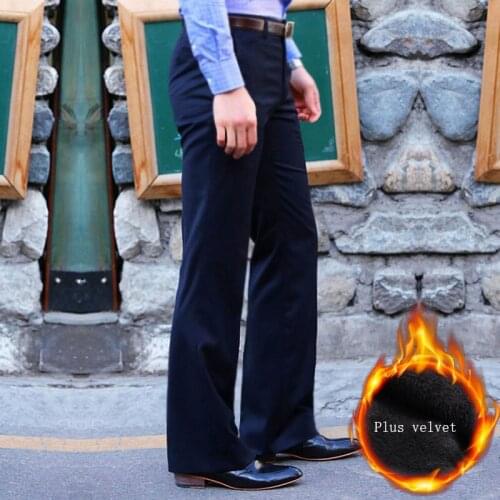 Winter Plus velvet Dress pants Mens Flared Trousers Formal Pants Bell Bottom Pant Dance White Suit Pants Formal pants for Men