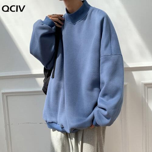 Mens Black/white/pink/blue Coats Long Sleeve High Collar Hoodies Cotton Casual Clothes Sweatshirts Oversized Pullover