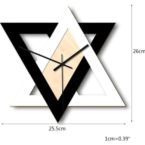 Wooden Black And White Six-pointed Star Wall Clock Cafe Living Room Hexagonal S tar Wall Clock