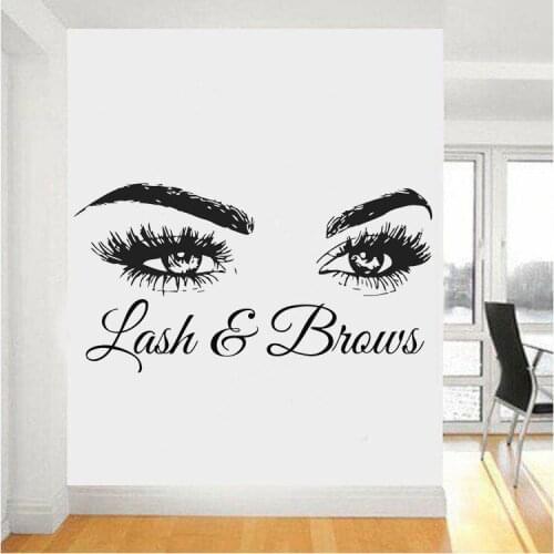 Wall Art Mural Lashes Eyelashes Home Decor Eyebrows Brows Beauty Salon Decor Wall Decal Sticker Eye Quote Make Up Window MLY15