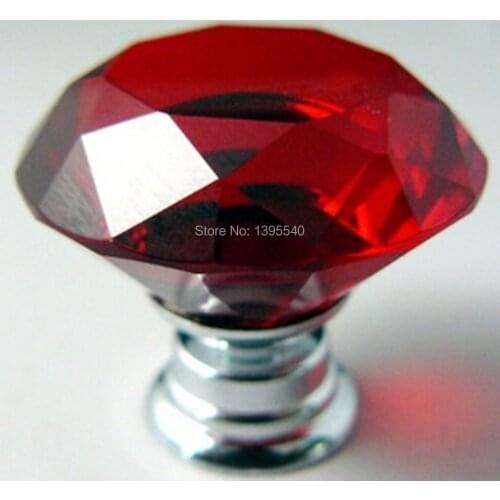 New Red Crystal Cabinet Drawer Knobs Diamond Shape Wardrobe Closet Handles Kitchen Cabinet Glass Knobs Shoesbox Cabinet Pulls