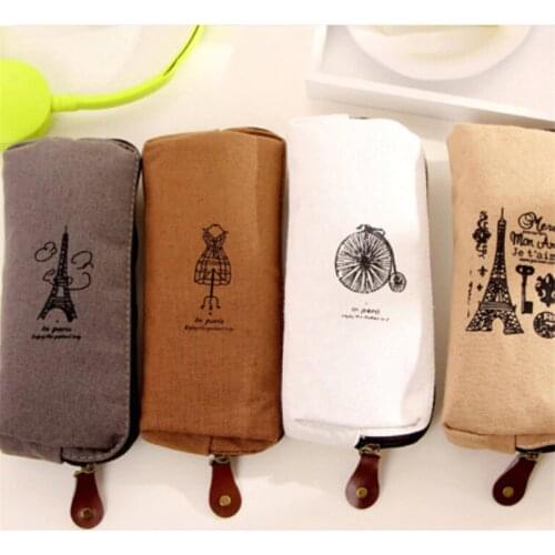 Retro towers linen pencil bag students Paris style pencil cases stationery material escolar office supplies New Arrival