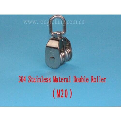 304 Stainless Materal Hanging Double Pulley Capacity 75kg M20