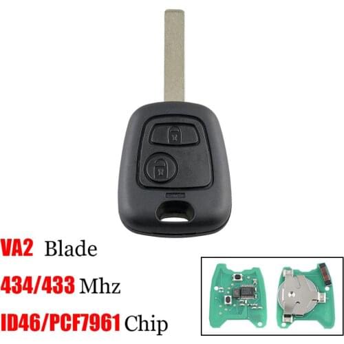 Professional 2 Buttons Remote Control Car Key Slotted Remote Control For PEUGEOT 307 433MHZ With PCF7961 Transponder Chip