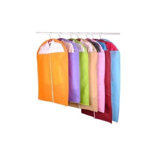Embossed Non-woven Fabric Dust Cover Hanging Bag with Zipper for Clothes Garment Coat Dress Moth-proof Protector