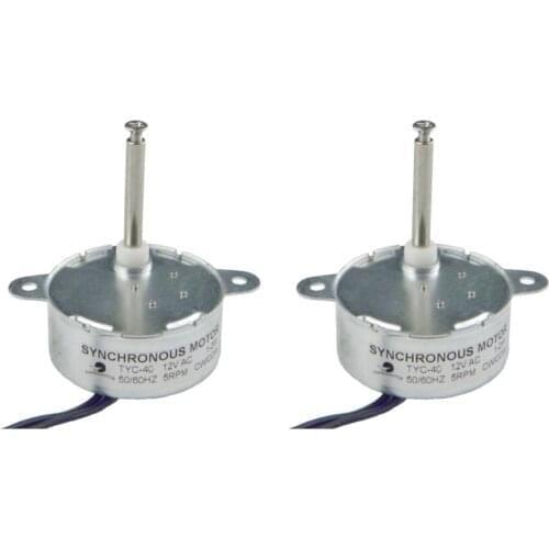 CHANCS 2PCS Gear Motor TYC-40 AC 12V Shaft 33mm Inner-screw shaft CW/CCW 5RPM Micro Motor Slow Speed Electric Motor