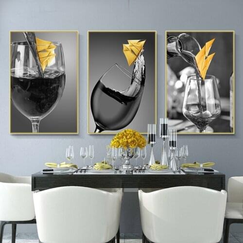 RELIABLI ART Wine glass Sail Poster Abstract Pictures Canvas Painting Wall Art For Living Room Decoration Posters And Prints