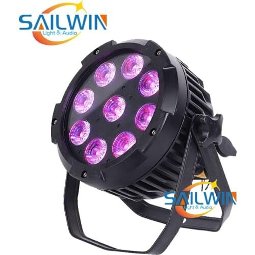 Hex IP65 9*18W 6in1 RGBAW UV Waterproof Battery Operated Wireless LED Flat Par Light Stage DMX Par Projector Can