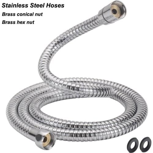1.5-2m hose, hot and cold shower, high pressure pipe, copper cap, stainless steel, electroplated double button hose