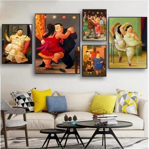 Modern Abstract Cute Fat Girl Family Posters and Prints Canvas Paintings Wall Art Pictures for Living Room Decor No Frame