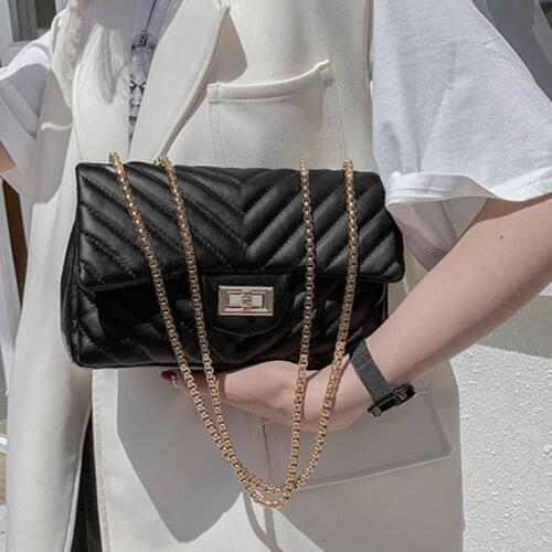 2021 Candy Color V-line Chain Crossbody Bag for Women Fashion Sac A Main Female Shoulder Bag Female Handbags and Purses