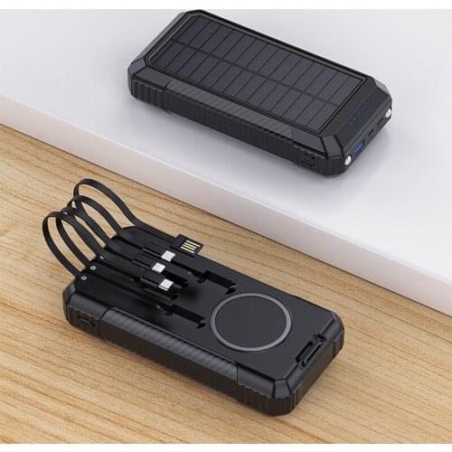 30000mAh Wireless Solar Power Bank for iPhone 12 Samsung Xiaomi Poverbank PD40W External Battery Wireless Fast Charger Powerbank