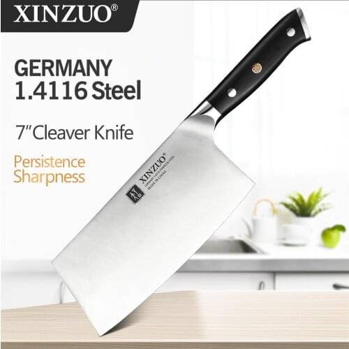 XINZUO 7‘’ inch Kitchen Knife High Carbon German Stainless Steel Knives Butcher Chopper Cleaver Meat Vegetables Ebony Handle
