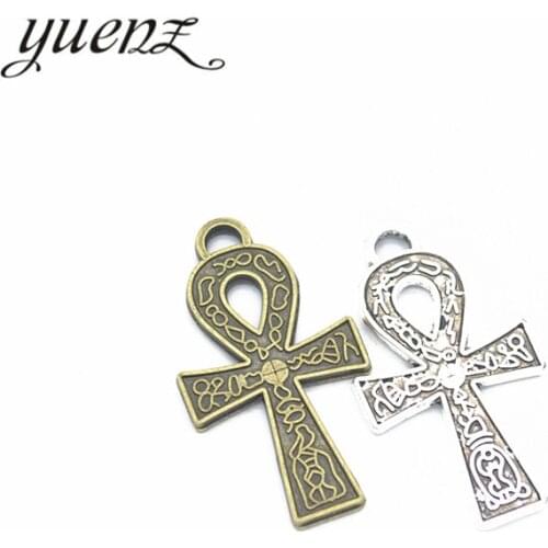 YuenZ 5 pcs Wholesale Antique silver color cross Charm Pendant For Necklace Jewelry DIY Making 37*21mm T55