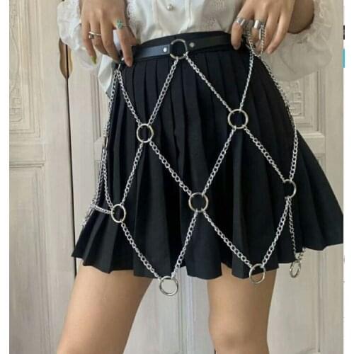 New Women Punk Harness Lingerie Belt Garter Tassel Chain Harness Bondage Cage Straps Harajuku PU Leather Waist Belts