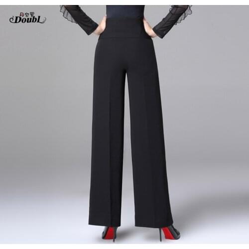 Female High Waist Wide Leg Straight Trousers Adult Lady New Ballroom Modern Dance Pants Woman Bell-Bottom Long Costumes H670