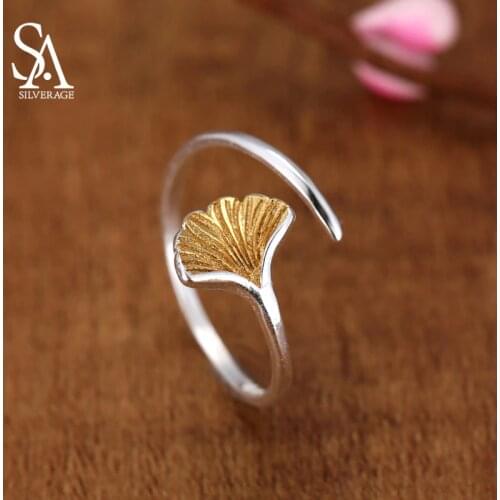 Ring 925 Sterling Adjustable Jewelry 2019 Ginkgo Leaf Rings For Women Vintage Silver Feather Jewelry Ring For Lover Best Gifts