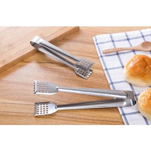 1PC BBQ Tongs Stainless Steel Handle Kitchen Tongs Lock Design Barbecue Clip Clamp Stainless steel Food Tongs NX 031