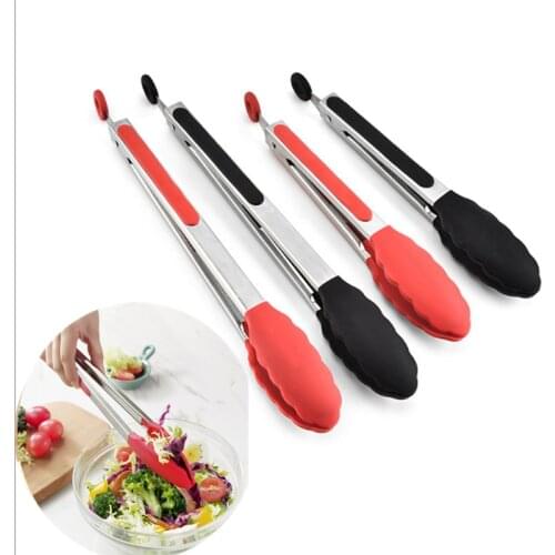 1PC Silicone Cooking Tongs Kitchen Food Tongs for BBQ Grill Oven Baking Salad Steak Vegetable Pasta Bread Meat Tongs 9/12 Inch