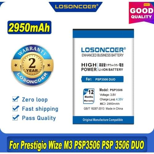100% Original LOSONCOER 2950mAh PSP3506 For Prestigio Wize M3 PSP3506 PSP 3506 DUO PSP3506DUO PSP3517 PSP 3517 Phone Battery
