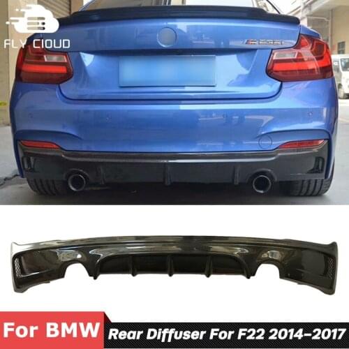 Carbon Fiber Material 2 Exhaust Pipes Out Rear Shovel Bumper Lip Diffuser For BMW 2 Series F22 2014-2017
