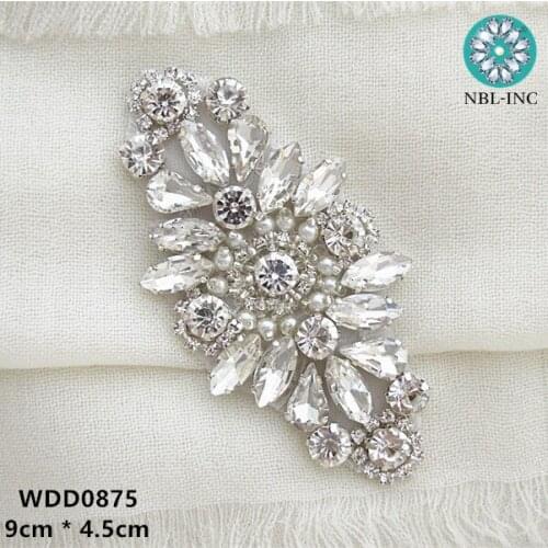 30PCS )Wholesale bridal beaded sewing crystal rhinestone applique iron on for wedding dresses WDD0875