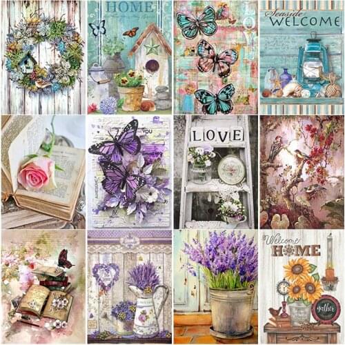 5D DIY Diamond Painting Flowers Diamond Embroidery Background Wall Cross Stitch Full Square Round Drill Home Decor Manual Gift