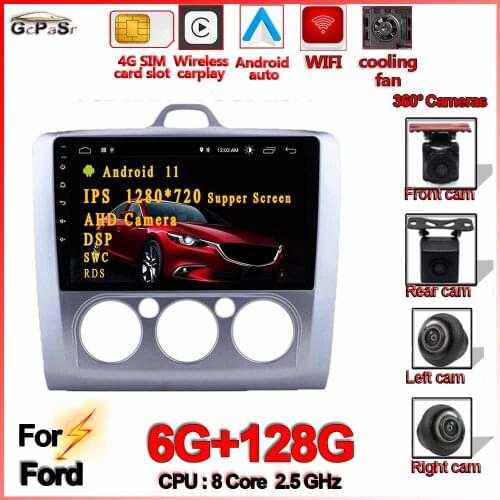 Android 11 6G+128G Car Radio Multimedia Video Player for Ford Focus EXI MT MK2 MK3 2004 2005 2006 2007 2008 2009 2010 2011 GPS N